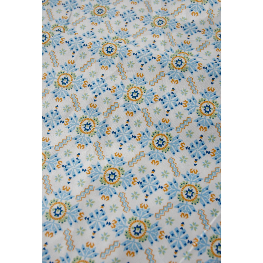 Vải cotton Màu Hồng Xanh Lam Họa Tiết Bắc Âu Dùng May Vá Thủ Công diy