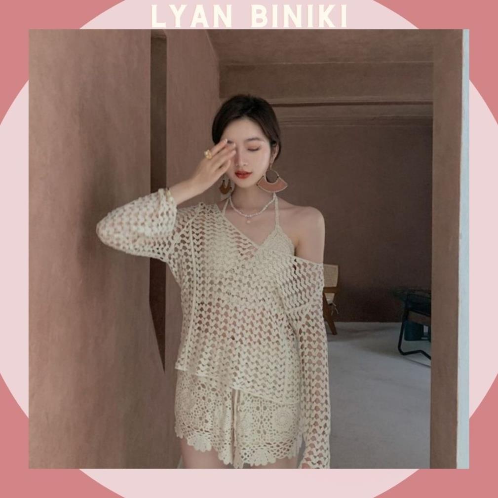 Bikini đồ bơi nữ 2 mảnh áo choàng len móc kín đáo cao cấp đi biển LYAN BIKINI B02 Đẹp