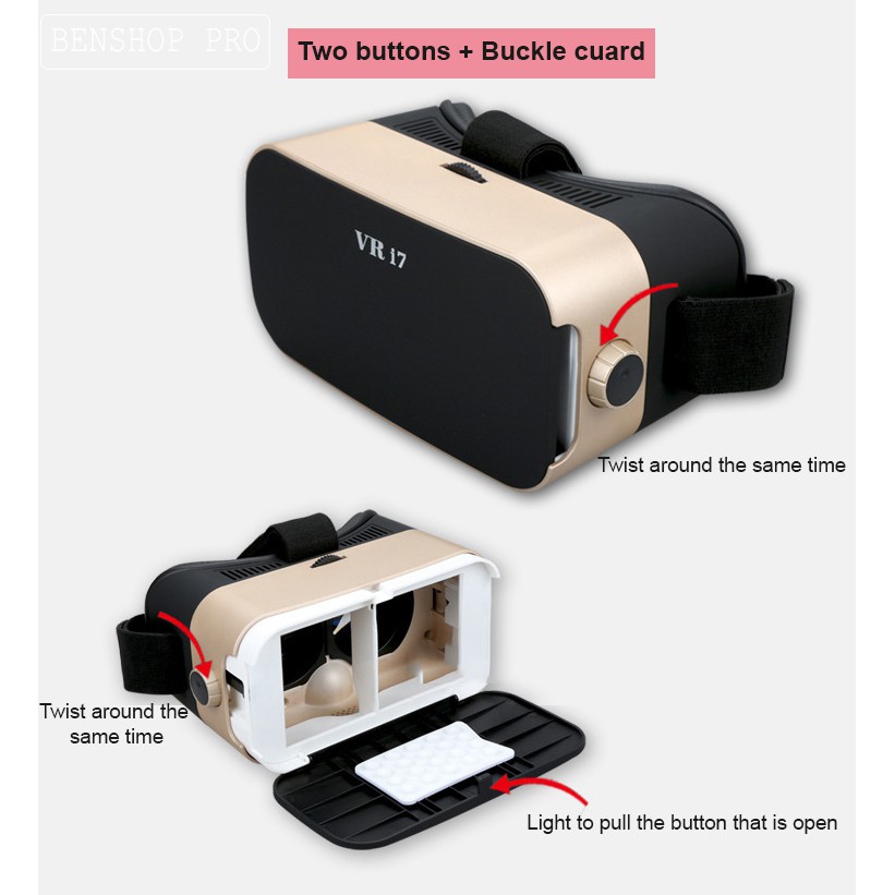 Bộ combo kính 3d thực tế ảo cho điện thoại VR i7 & tai nghe Yled G63 (Gold)