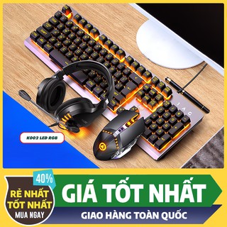 Combo Bộ Bàn Phím Giả Cơ K002 Black LED RGB - Tai nghe Gaming - Chuột Gaming - Pad Chuột ( BH 12 Tháng )