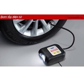 Bơm lốp ô tô TỰ NGẮT cao cấp TOYOTA Accessories nguồn tẩu 12V có đèn - Bảo hành 12 tháng.