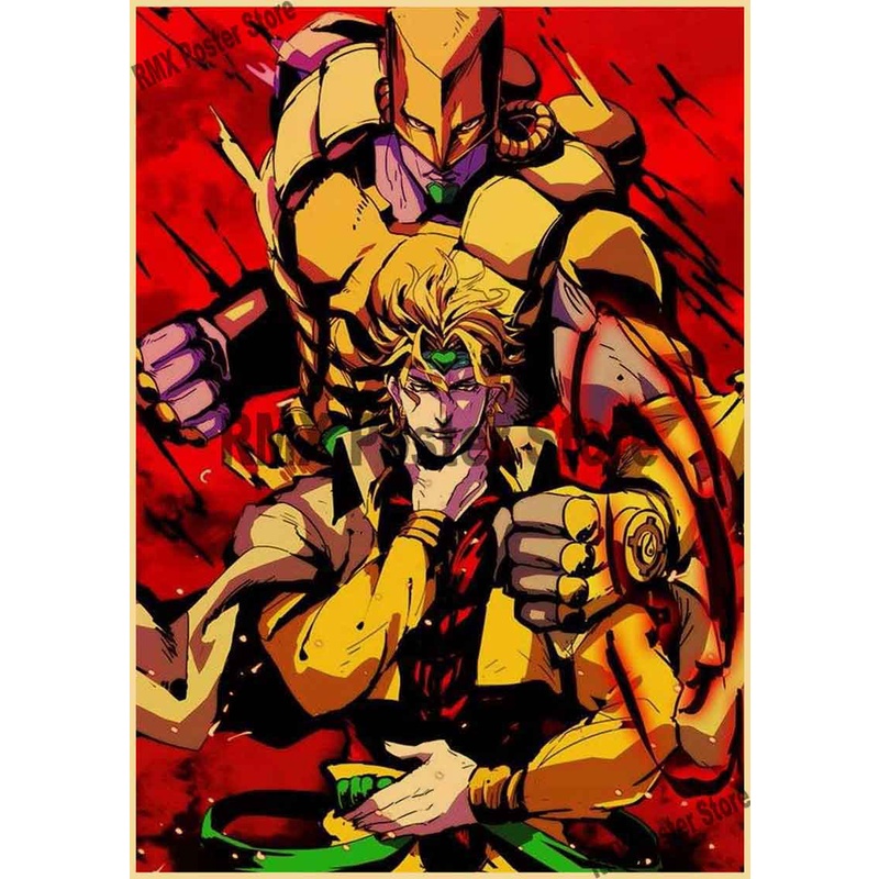 Poster Phim Hoạt Hình JOJO 'S Bizarre Adventure Bằng Giấy Kraft Trang Trí Nội Thất