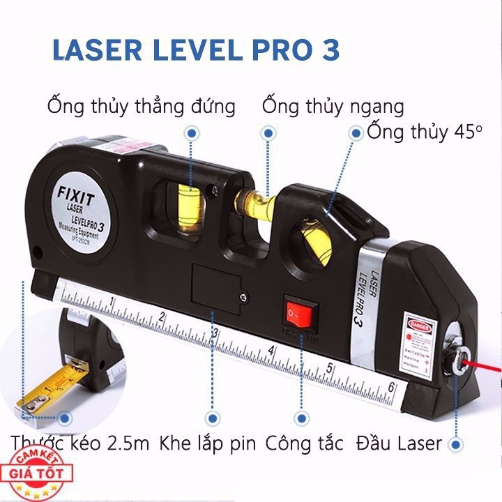 Thước đo Laser nivo tiêu chuẩn nâng cao (Đen)