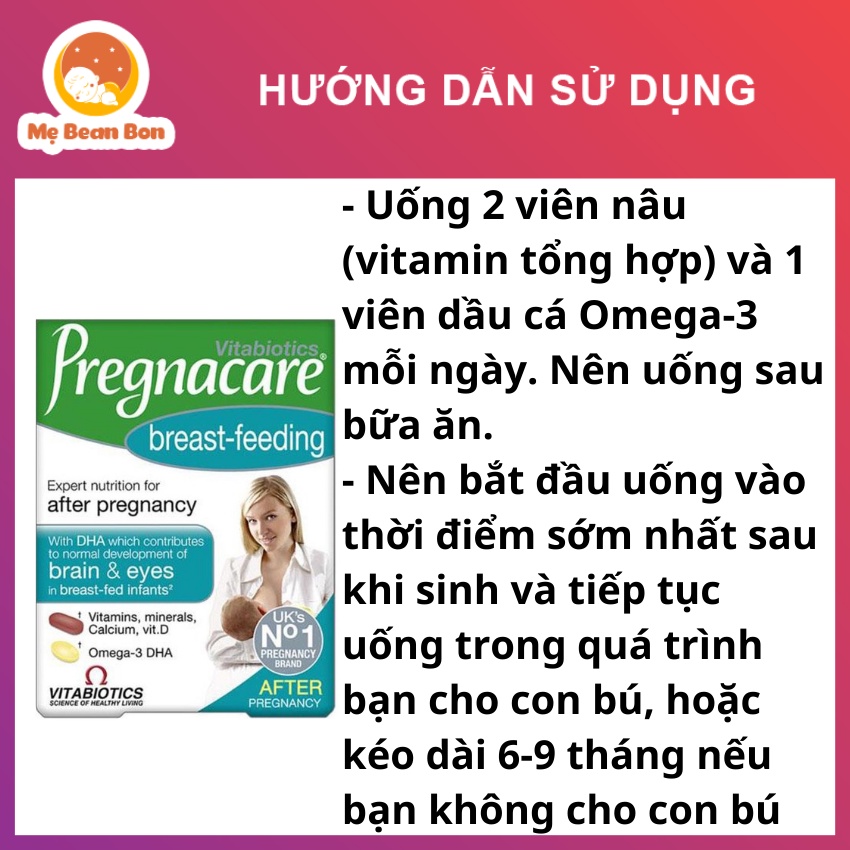 VITAMIN TỔNG HỢP CHO MẸ SAU SINH PREGNACARE BREAST-FEEDING 84 viên của Anh Quốc giúp bổ sung các vitamin và khoáng chất