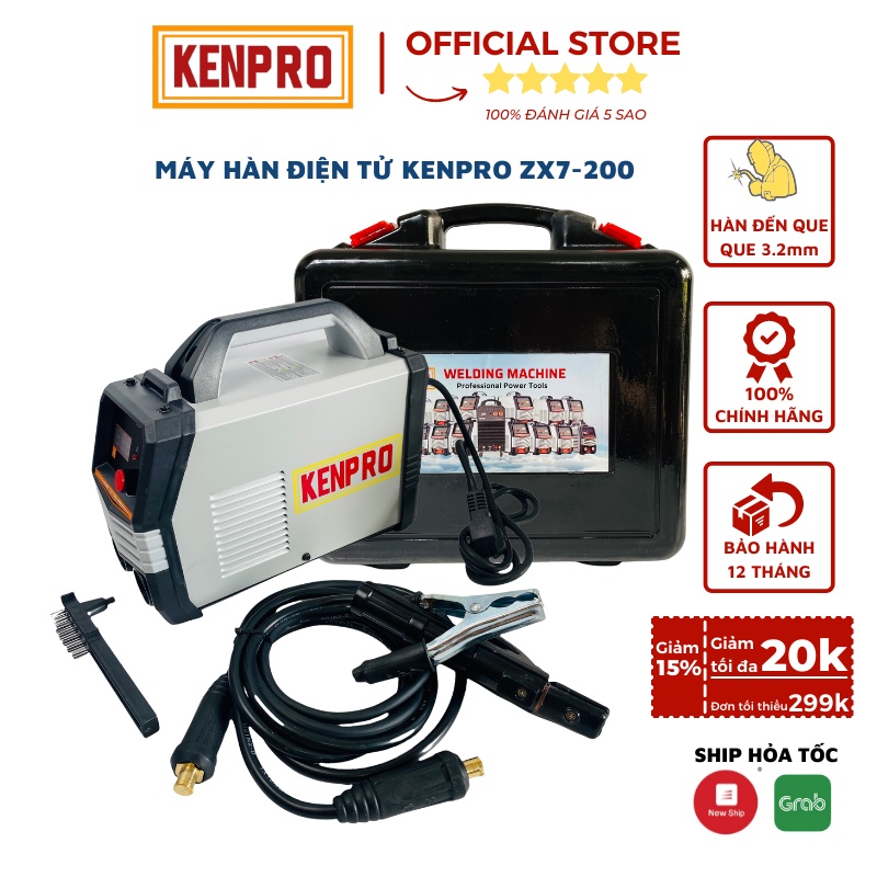 Máy Hàn Điện Tử Kenpro ZX7-200 Hàn Đến Que 3.2mm Hàn Liên Tục Que 2.5mm Bảo Hành 12 Tháng