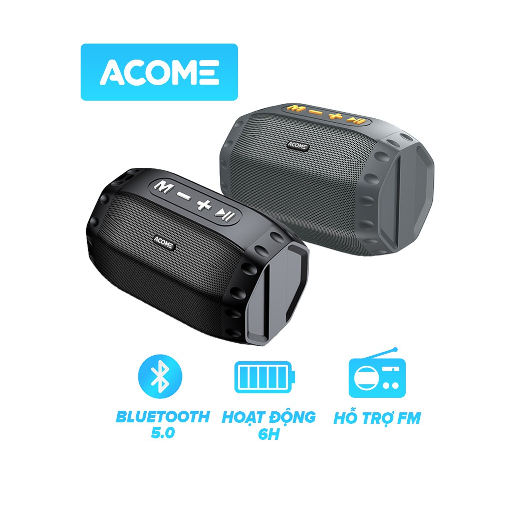 Loa Bluetooth ACOME A2 Công Suất 5W - Hỗ Trợ Kết Nối MicroSD USB Nghe FM - Playtime 6H