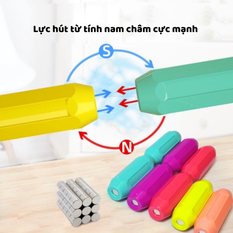 Đồ chơi xếp hình nam châm MAGNETIC AIQ Store cao cấp, Bộ nam châm xếp hình kích thích phát triển tư duy cho bé