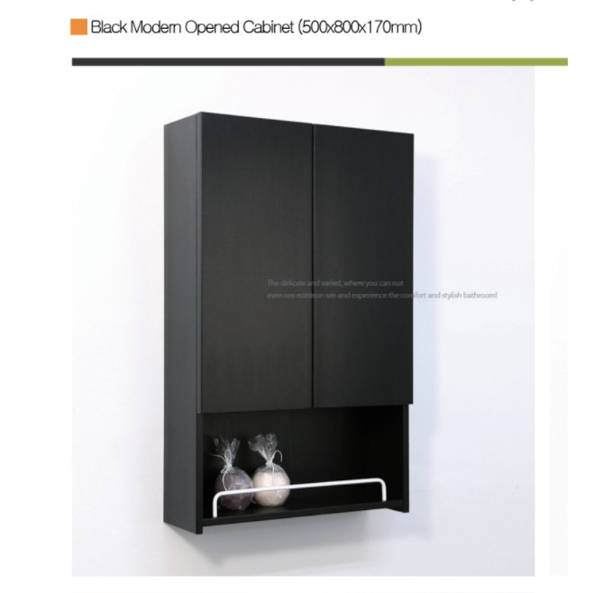 Tủ Gương Treo Phòng Tắm Cao Cấp NEMO- Hàn Quốc - Black Open Cabinet