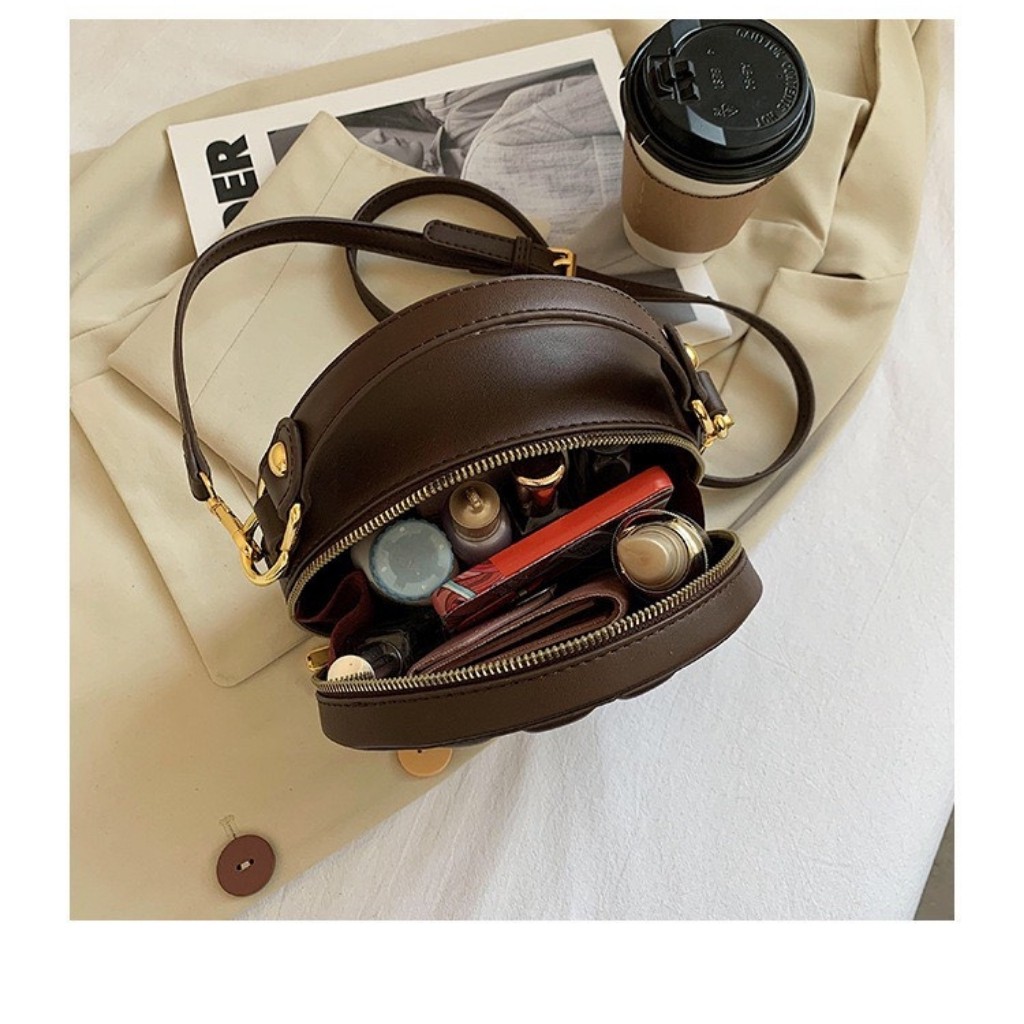 Túi Xách Nữ Dáng Tròn HA76 Kiểu Dáng Đẹp Mắt Chất Da Mềm Mịn Tay Size 18