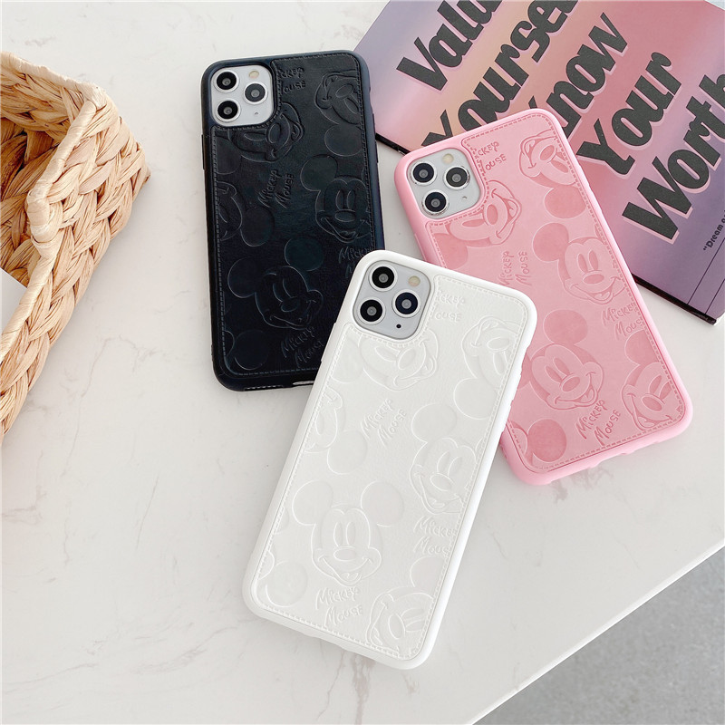 Ốp Điện Thoại Da Cứng Dập Nổi Hình Đầu Chuột Mickey Chống Sốc Cho Iphone 11 Pro Max 11 8 7 6 6s Plus X Xs Xr Xsmax 11 Pro Se 2020