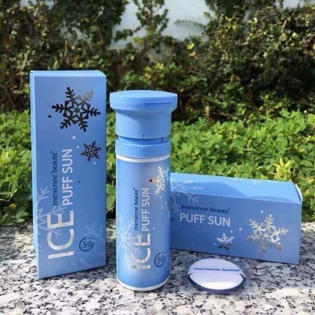 [Free ship đơn 99k]Kem chống nắng make up mát lạnh ICE PUFF SUN mersenne beaute SPF50+