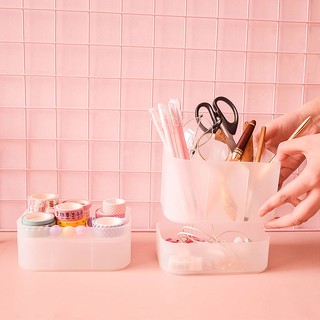 [Tặng Kèm Sticker] Hộp Đựng Đa Năng Để Bàn Trong Suốt Phong Cách Hàn Quốc