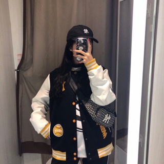 Áo khoác nỉ bomber phối tay NY đại bàng chất siêu đẹp