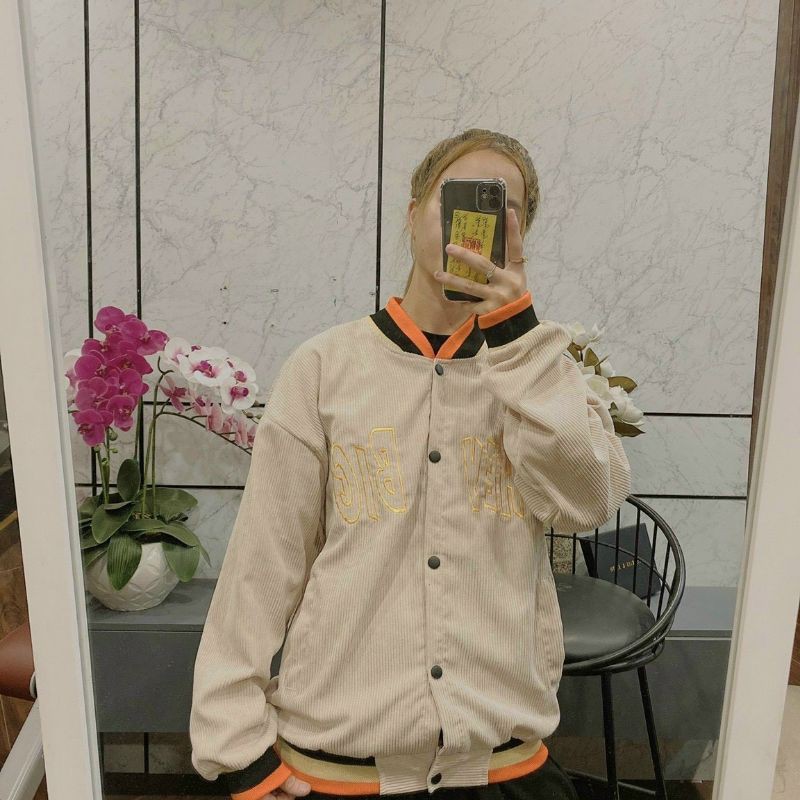 Áo khoác nhung nữ , áo khoác bomber nữ , áo khoác nữ nút bấm , áo bomber jacket vải nhung | BigBuy360 - bigbuy360.vn