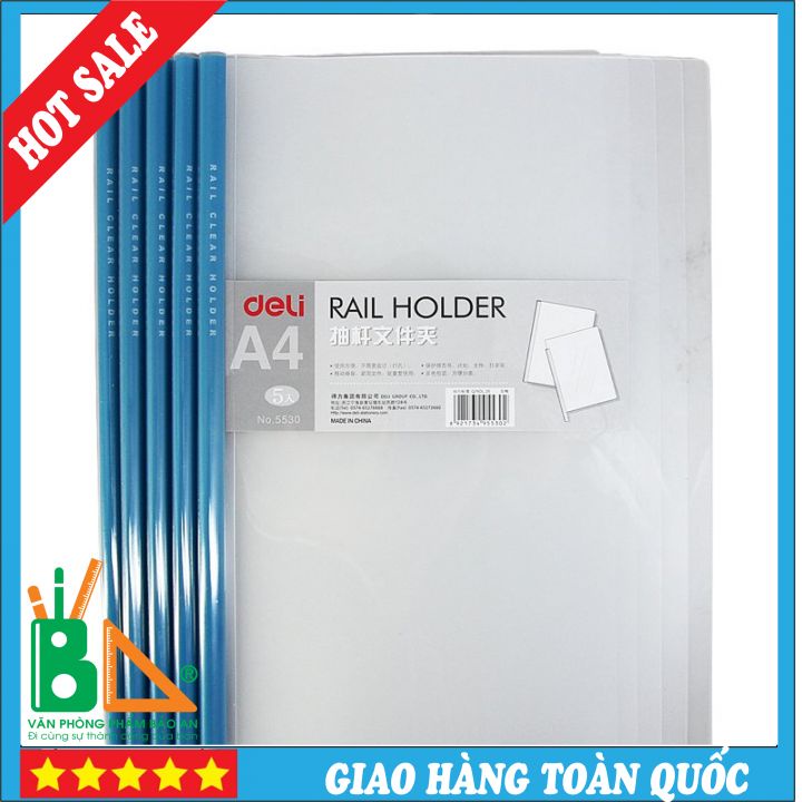 File Rút Gáy Deli 5530 Chất Liệu Dày, Đựng Tài Liệu Gọn Nhẹ Lưu Trữ 30-40 Tờ Giấy