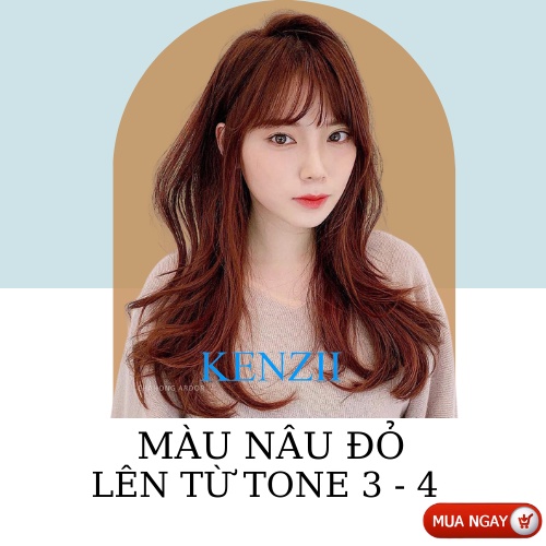 Thuốc Nhuộm Tóc Màu Nâu Đỏ  Tặng Trợ Nhuộm  Kenzii Lên Từ Tone 3 - 4 ( Thuốc Nhuộm Tóc Nâu )