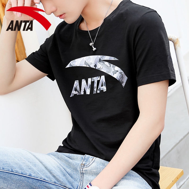 Anta short-sleeved men's T-shirt 2019 summer black and white round neck breathable half-sleeved official authentic new c