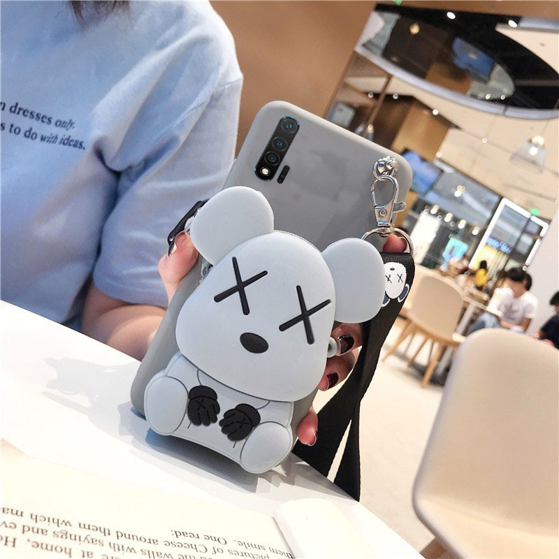 HUAWEI Y9S Y8S Y6S Y9Prime Y6Pro Y7 Y9 Y6 Y5 Y6Prime Honor 9X 20lite 8S 8C 10lite Stereo silicone Cartoon Bear wallet mobile phone protective cover Creative fashion backpack mobile phone soft shell Hanging rope anti falling mobile phone backpack shell