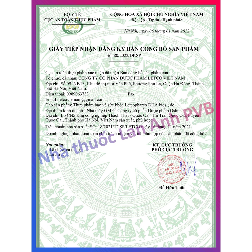 Letcopharco DHA KIDS - Bổ sung cho bé DHA tốt cho não bộ và thị lực.