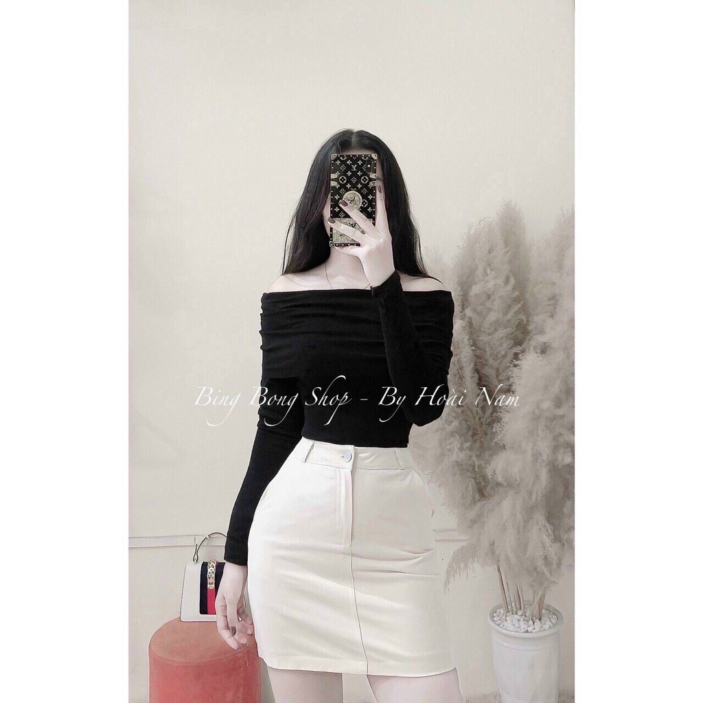 Áo cổ vuông dài tay chất thun bozip, Áo dài tay thu đông cổ vuông chất đẹp mê /thoitrang