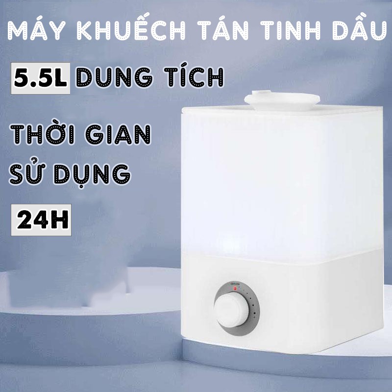 Máy Khuếch Tán Tinh Dầu Dung Tích Lớn 5.5 Lít Cao Cấp Phun Sương Tạo Ẩm Xông Tinh Dầu