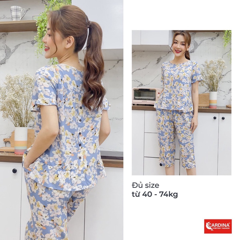 Đồ Bộ Nữ 𝐂𝐀𝐑𝐃𝐈𝐍𝐀 Chất Lanh Tre Nhật Cao Cấp Quần Lửng Áo Cộc Tay Can Bèo Họa Tiết 2LF31