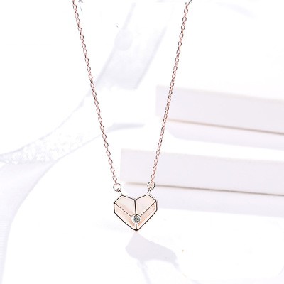 Bộ dây chuyền liền mặt nữ trang sức bạc Ý S925 Lasea - Vòng cổ trái tim Hàn Quốc cao cấp A1532