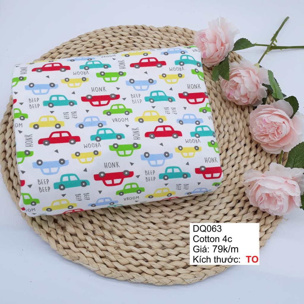 Vải cotton thun co giãn - cotton 2c 4c may quần áo - ô tô trắng