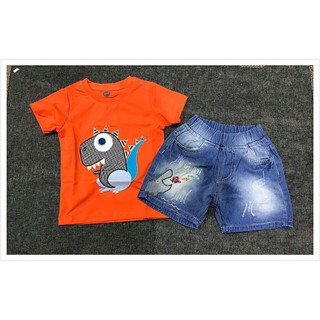 [SIZE NHÍ] SÉT ÁO THUN CON NGỰA PHỐI QUẦN SHORT JEAN