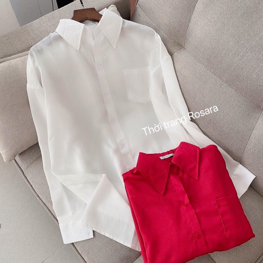 [Mã FAMAYWA giảm 10K đơn 50K] Áo sơ mi kiểu thời trang nữ voan mỏng phom rộng Rosara AM58 | BigBuy360 - bigbuy360.vn