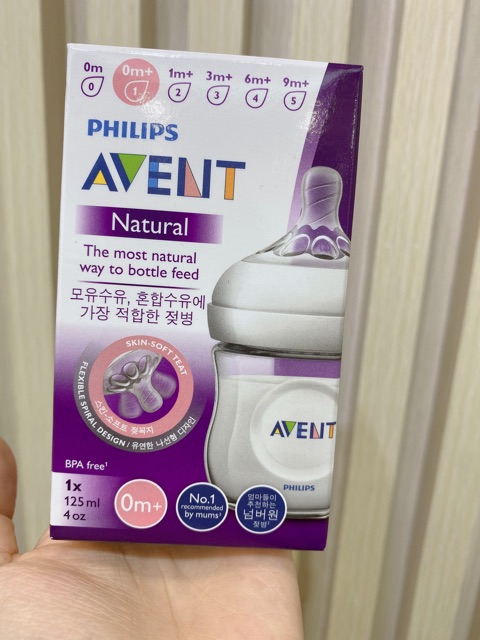 Bình sữa Avent Nature cho bé 125ml và 260ml hàng chính hãng