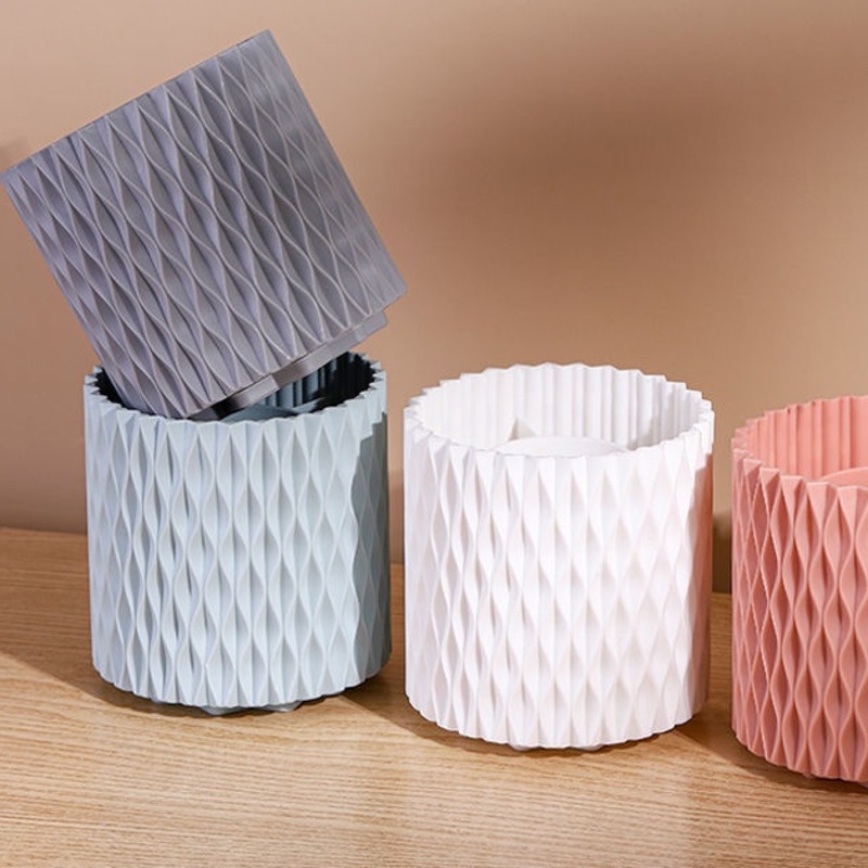 Trong Suốt Thùng Đựng Bút / Cọ Trang Điểm Để Bàn Xoay 360 Độ Tiện Dụng