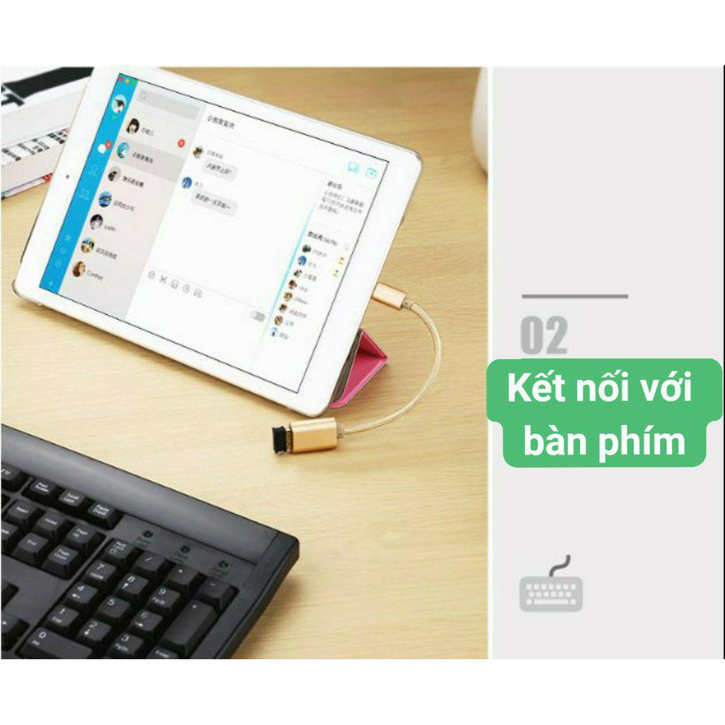 Cáp OTG Micro USB kết nối chuột, bàn phím, usb hoặc tay cầm chơi game - 15cm Hàng nhập khẩu