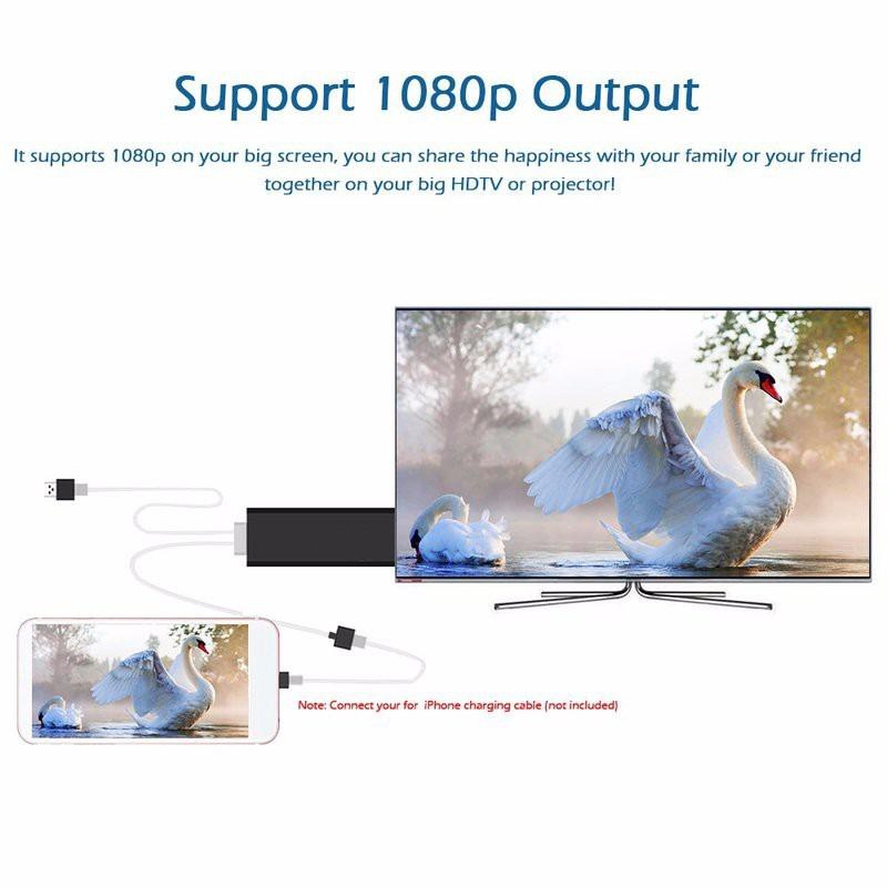 Cáp MHL sang HDMI, HDTV kết nối điện thoại IOS với TV (iPhone 5 6 7 8 X - IOS 8-10-11)
