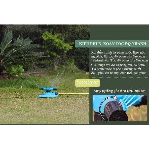 Đầu tưới 3 cánh xoay 360° Chân đế hình mặt trăng Lắp nối nhanh 16