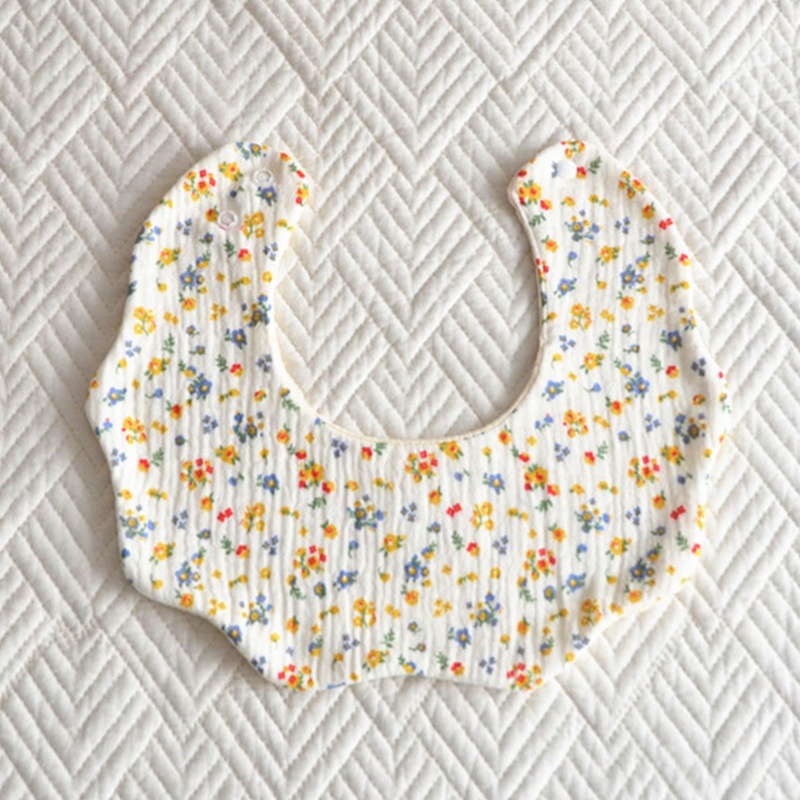 Yếm Ăn Cotton 5 Lớp Thấm Hút Tốt Hình Bông Hoa Xinh Xắn Xoay 360 Độ Tiện Dụng Cho Bé