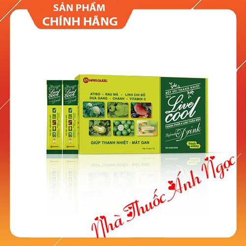 Bột sủi thanh nhiệt Live cool - Thanh nhiệt mát gan - 10 gói x 7gram