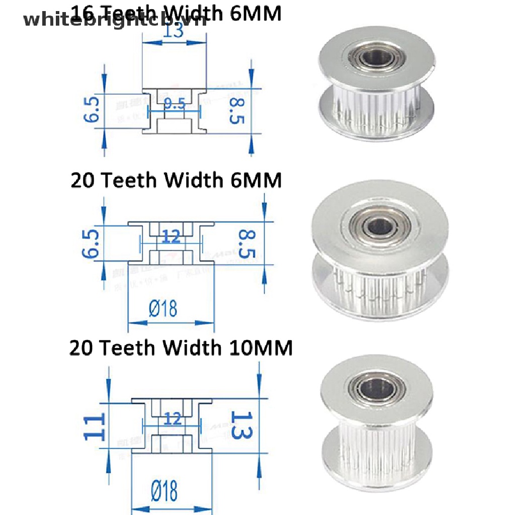 Ròng Rọc Vòng Bi Hẹn Giờ GT2 16T 20T 3 / 5mm Bore F 6mm Cho Máy In 3D