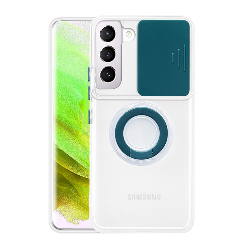 Transparent Window Push Phone Case For Samsung Galaxy S21 S21 Plus S21 Ultra S21 FE S22 Ultra S22 S22 Plus Z Flip 3 5G Z Fold3 5G M51 Ring Bracket Shockproof TPU Cover