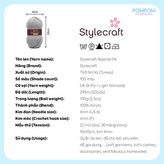 Len sợi Acrylic Stylecraft Special DK (Tông màu trầm)