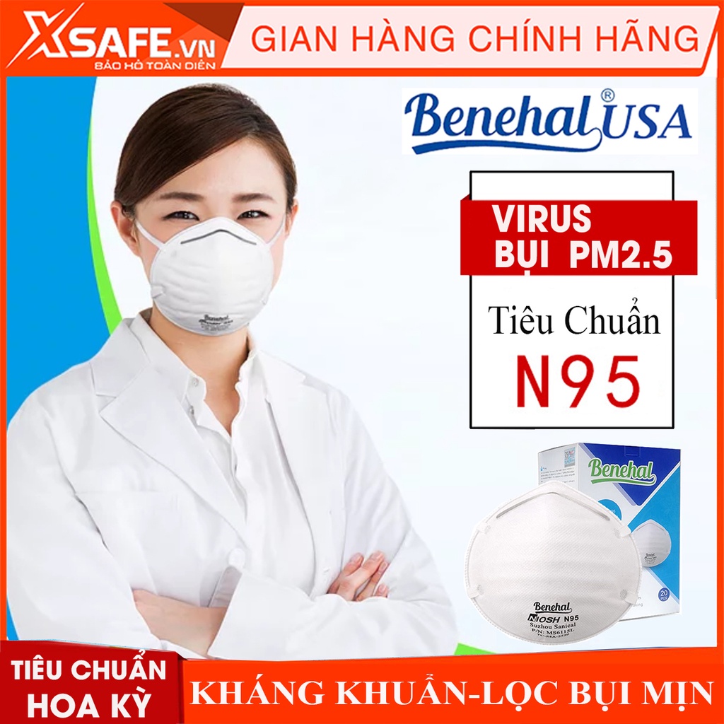 Khẩu trang N95 Benehal MS6115 Tiêu chuẩn NOISH Hoa Kỳ Kháng khuẩn - chống giọt bắn Khẩu trang y tế chuyên dùng y bác sĩ