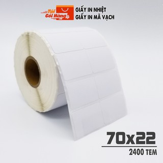 Giấy In Tem Giấy In Mã Vạch 2 Tem Khổ 70x22mm Cuộn 2400 Tem