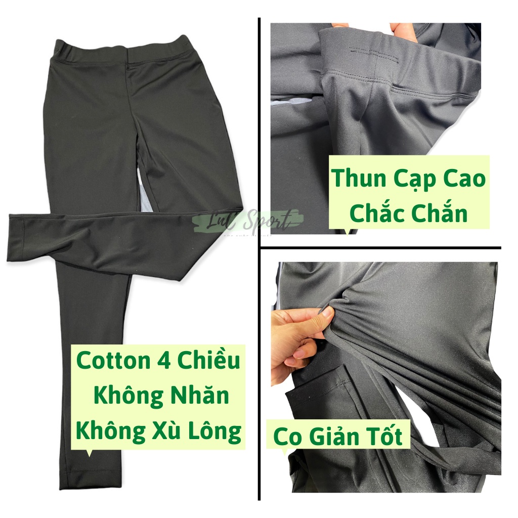 Quần Legging Nữ Dáng Dài Cạp Cao Chống Xoắn Vải Cao Cấp Co Giản Tốt Thoáng Mát Không Xù Lông