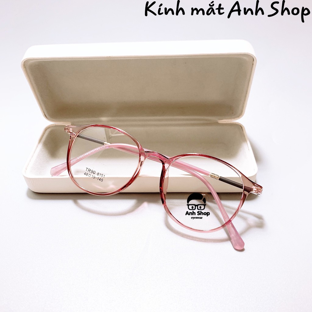 Gọng kính tròn thời trang chất liệu nhựa dẻo càng kính lõi kim loại 8151