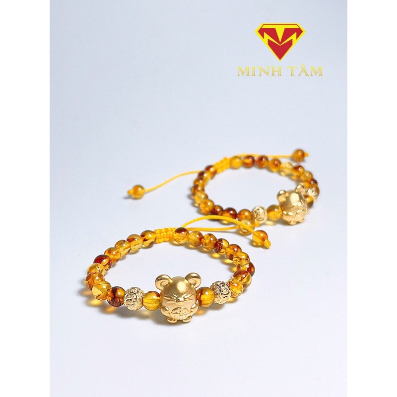 Vòng hổ #phách Minh Tâm jewelry con giáp bạc mạ vàng cho bé