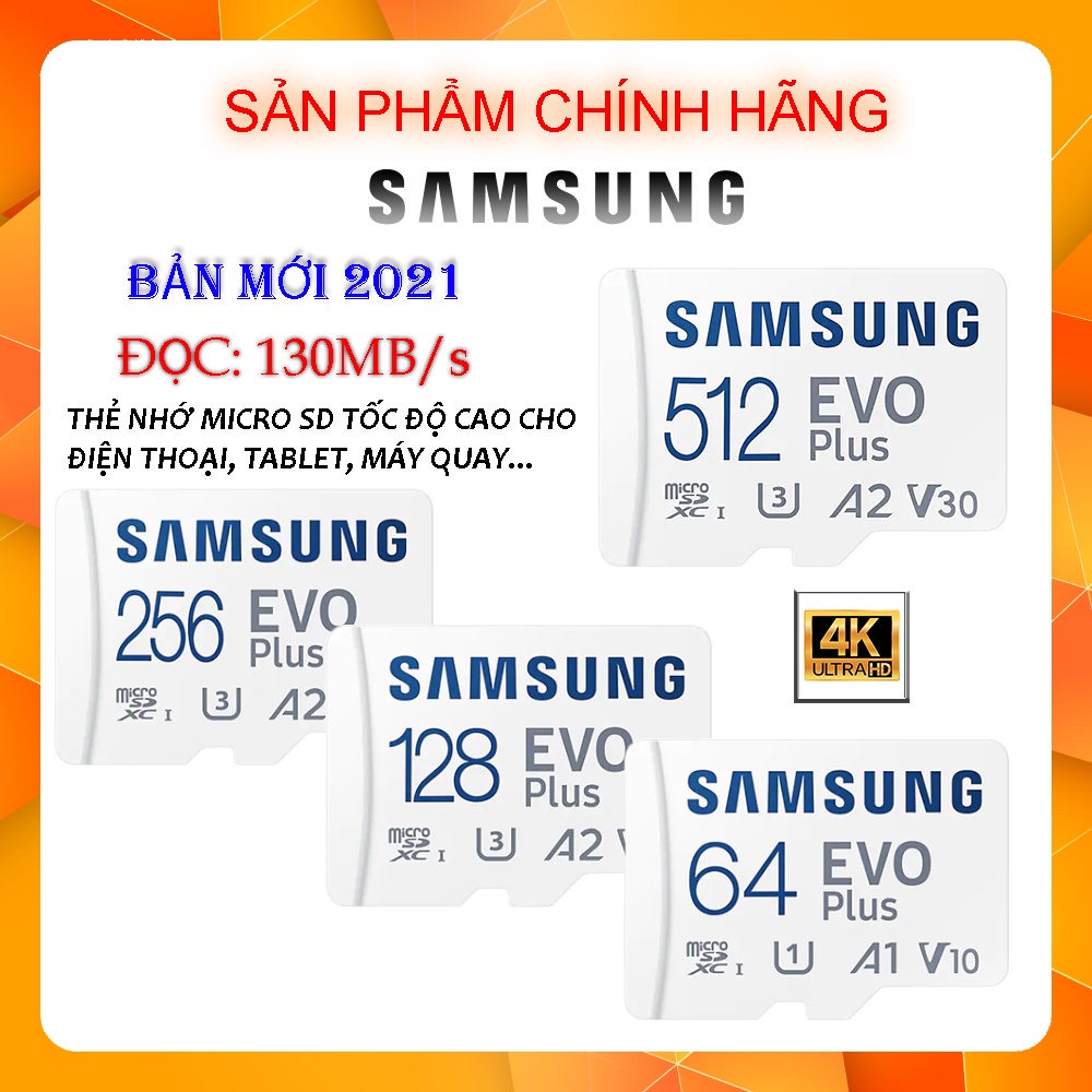 Thẻ nhớ MicroSD SDXC SAMSUNG Evo Plus 64G 128G 256G - Chính hãng bảo hành 5 năm