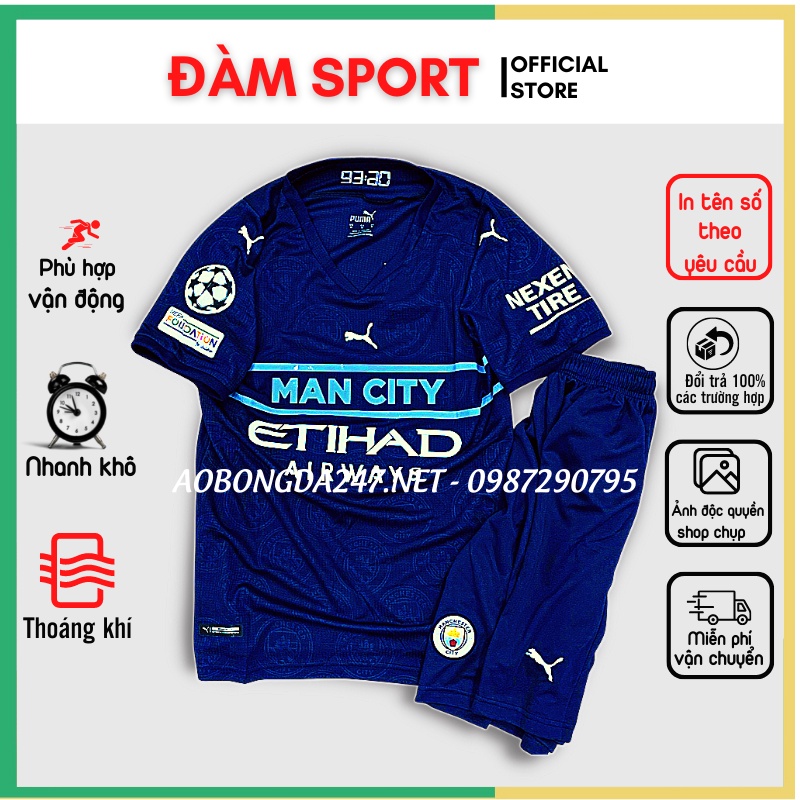 Áo Bóng Đá Man City 2022 Vải Mè Thun Cao Cấp, Áo Đấu Man City Mới Nhất