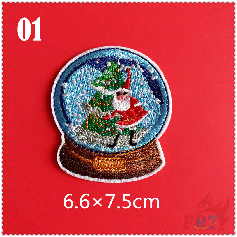 ✿ Giáng sinh vui vẻ!Miếng Dán Ủi Lên Quần Áo ✿ Sticker Ủi Thêu Hình Ông Già Noel / Cây Thông / Bánh Gừng / Người Tuyết 1 Cái
