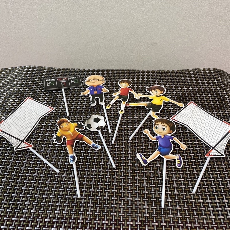 Combo 5 set cắm giấy cầu thủ bóng đá trang trí bánh kem, topper cake