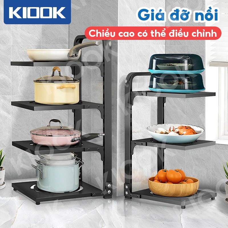 kệ nồi kệ bếp 3-4 Tầng kệ để nồi nhà bếp giá để đồ bếp giá để nồi có thể điều chỉnh cao kệ đa năng